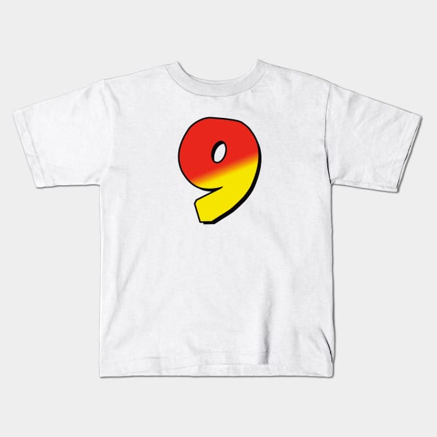 Number 9 red / yellow Kids T-Shirt by Dmitri